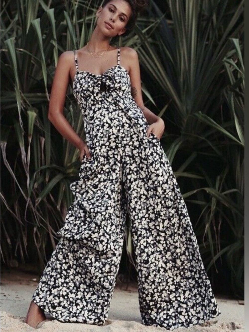 Billabong Twist N Shout Boho Floral Fun Wide Leg Beach Jumper Pockets NWOT Sz L - Picture 6 of 13